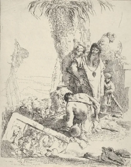 Framed Print : Shepherd with Two Magicians, from the Scherzi, ca. 1743-57 Framed Print : Shepherd with Two Magicians, from the Scherzi, ca. 1743-57