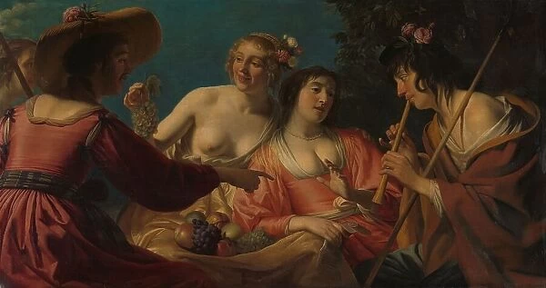 Shepherd Playing the Flute, and Four Shepherdesses, 1632. Creator: Gerrit van Honthorst
