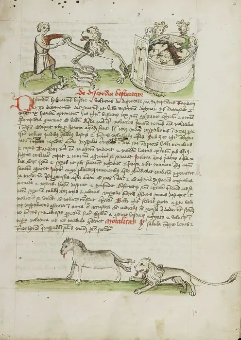 Framed Print : A Shepherd Protecting his Flock from a Lion and a Shepherd and... third quarter of 15th century. Creator: Unknown