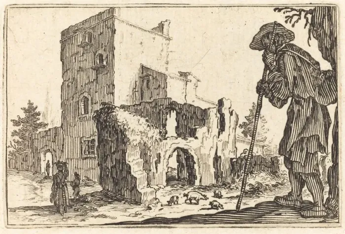 Framed Print : Shepherd and Ruins, c. 1622. Creator: Jacques Callot Framed Print : Shepherd and Ruins, c. 1622. Creator: Jacques Callot