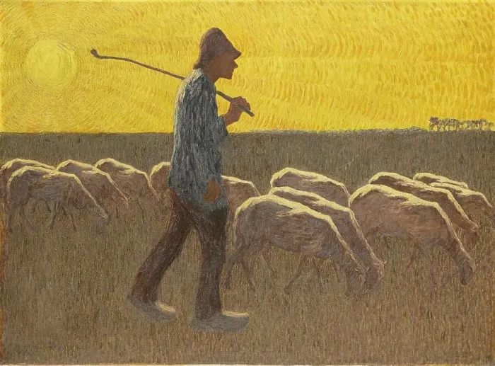 Framed Print : Shepherd with Sheep, 1900-1945. Creator: Cornelis Albert van Assendelft Framed Print : Shepherd with Sheep, 1900-1945. Creator: Cornelis Albert van Assendelft