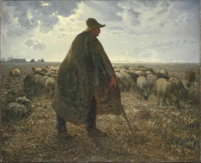 Framed Print : Shepherd Tending His Flock, Early 1860s. Artist: Millet, Jean-Francois (1814-1875) Framed Print : Shepherd Tending His Flock, Early 1860s. Artist: Millet, Jean-Francois (1814-1875)