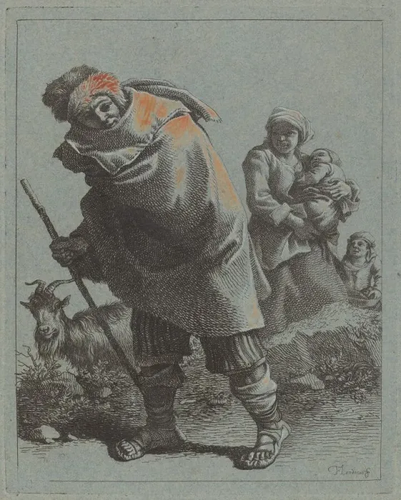Framed Print : Shepherd with Walking Stick and a Peasant Woman with Child, 1758 / 1759 Framed Print : Shepherd with Walking Stick and a Peasant Woman with Child, 1758 / 1759