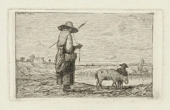 Framed Print : Shepherdess, 1861. Creator: Adolphe Appian Framed Print : Shepherdess, 1861. Creator: Adolphe Appian