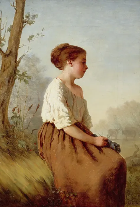Framed Print : The Shepherdess, 1867. Creator: Ida Silfverberg Framed Print : The Shepherdess, 1867. Creator: Ida Silfverberg