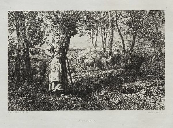 The Shepherdess. Creator: Charles-Emile Jacque (French, 1813-1894)