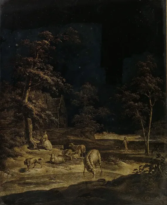 Framed Print : Shepherdess with Sheep, 1780-1815. Creator: Leendert Overbeek Framed Print : Shepherdess with Sheep, 1780-1815. Creator: Leendert Overbeek