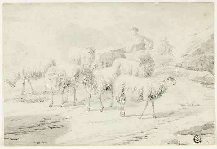 Framed Print : Shepherdess and Sheep, n.d. Creator: Philipp Peter Roos Framed Print : Shepherdess and Sheep, n.d. Creator: Philipp Peter Roos