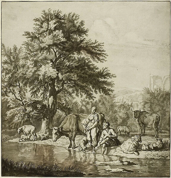 Two Shepherds with Cattle, n.d. Creator: Cornelis Ploos van Amstel