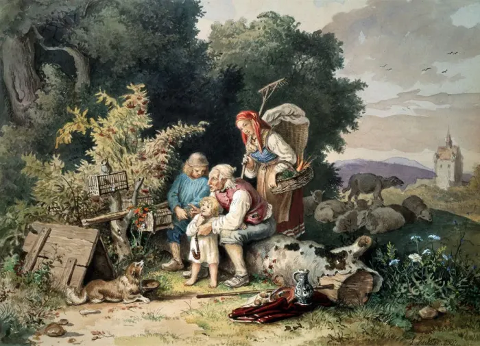 Framed Print : The Shepherds Family, 1837. Artist: Ludwig Richter Framed Print : The Shepherds Family, 1837. Artist: Ludwig Richter