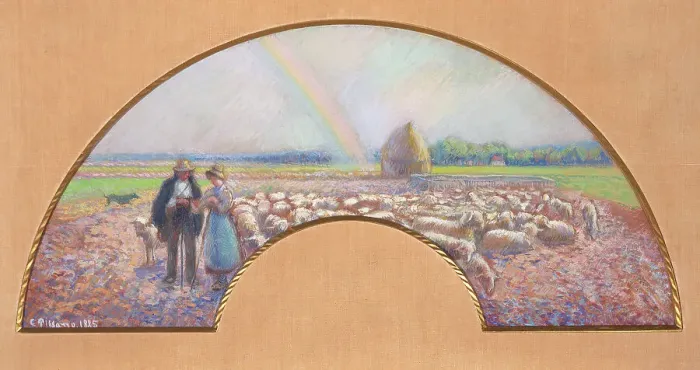 Framed Print : Shepherds in the Fields with Rainbow, 1885. Creator: Camille Pissarro Framed Print : Shepherds in the Fields with Rainbow, 1885. Creator: Camille Pissarro