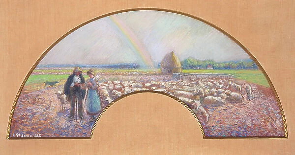 Shepherds in the Fields with Rainbow, 1885. Creator: Camille Pissarro