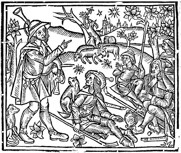 Shepherds with their flocks and dogs, early 16th century