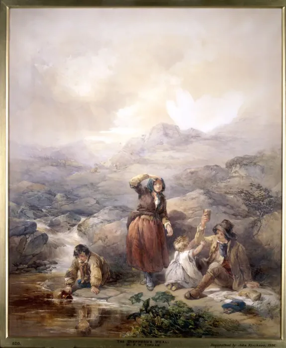 Framed Print : The Shepherds Meal, 1844. Artist: Francis William Topham Framed Print : The Shepherds Meal, 1844. Artist: Francis William Topham