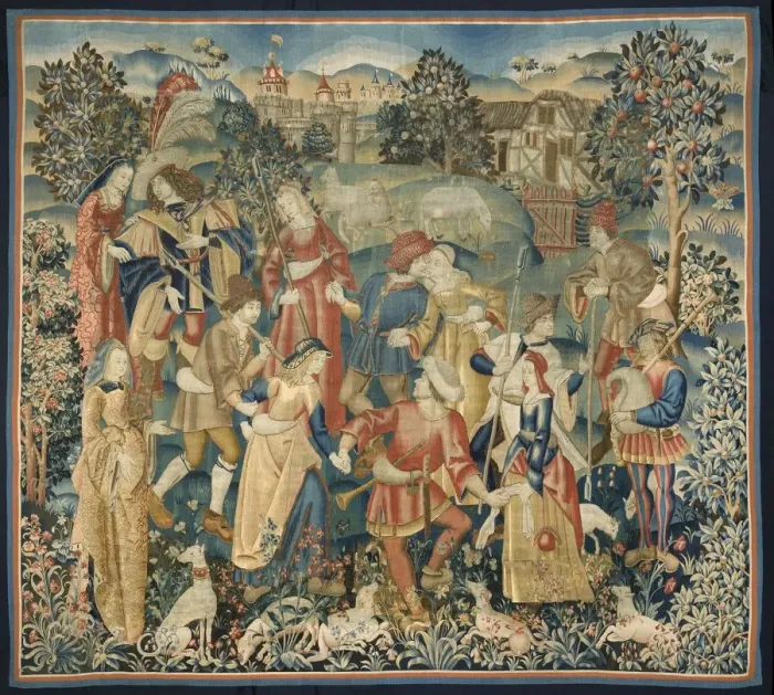 Framed Print : Shepherds in a Round Dance, around 1500. Creator: Unknown Framed Print : Shepherds in a Round Dance, around 1500. Creator: Unknown