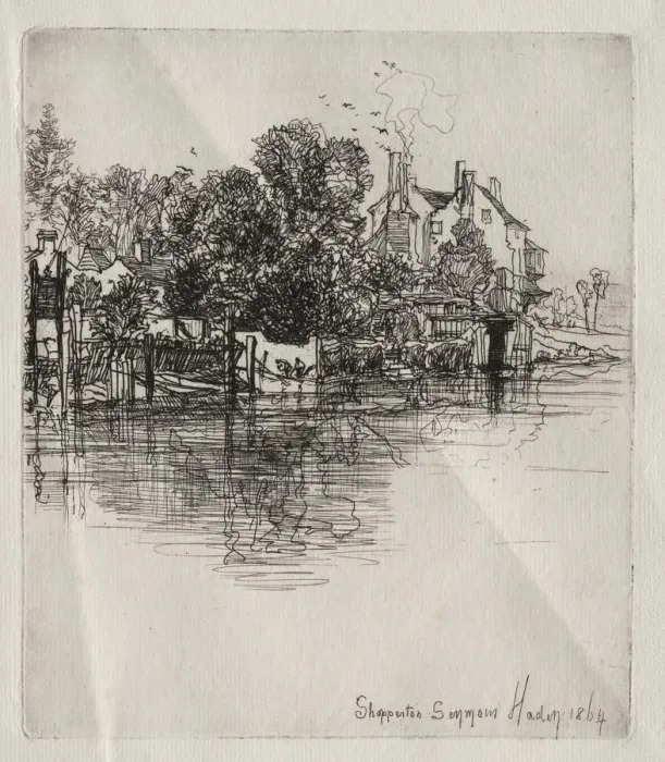 Framed Print : Shepperton, 1864. Creator: Francis Seymour Haden (British, 1818-1910) Framed Print : Shepperton, 1864. Creator: Francis Seymour Haden (British, 1818-1910)