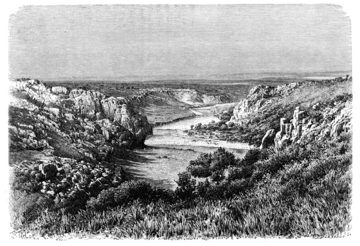 Framed Print : The Sherat river, Morocco, 1895. Artist: Barbant Framed Print : The Sherat river, Morocco, 1895. Artist: Barbant