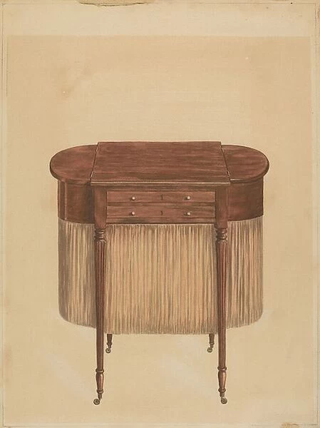 Sheraton Mahogany Sewing Table, 1935  /  1942. Creator: Ferdinand Cartier