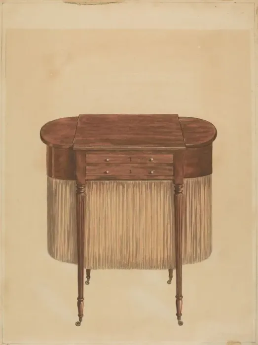 Framed Print : Sheraton Mahogany Sewing Table, 1935 / 1942. Creator: Ferdinand Cartier Framed Print : Sheraton Mahogany Sewing Table, 1935 / 1942. Creator: Ferdinand Cartier