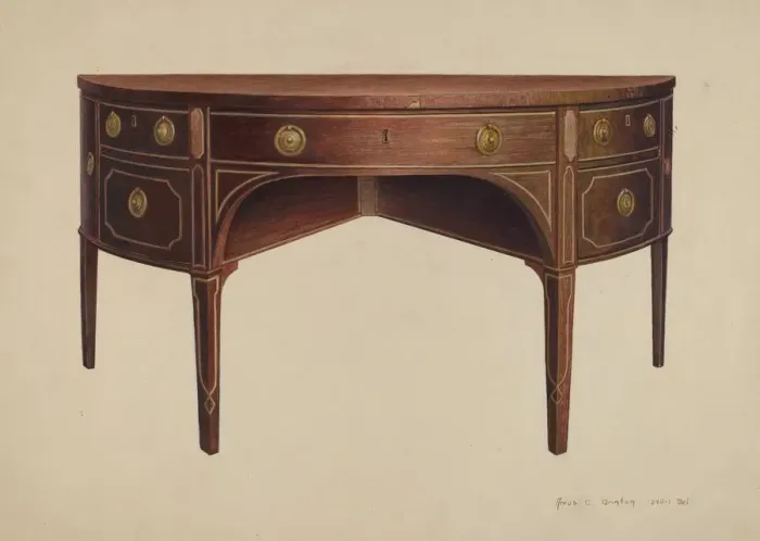 Framed Print : Sheraton Sideboard, c. 1939. Creator: Amos C. Brinton Framed Print : Sheraton Sideboard, c. 1939. Creator: Amos C. Brinton