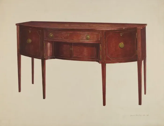 Framed Print : Sheraton Sideboard, c. 1942. Creator: Amos C. Brinton Framed Print : Sheraton Sideboard, c. 1942. Creator: Amos C. Brinton