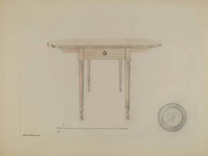 Framed Print : Sheraton Table, c. 1936. Creator: Edith Magnette Framed Print : Sheraton Table, c. 1936. Creator: Edith Magnette