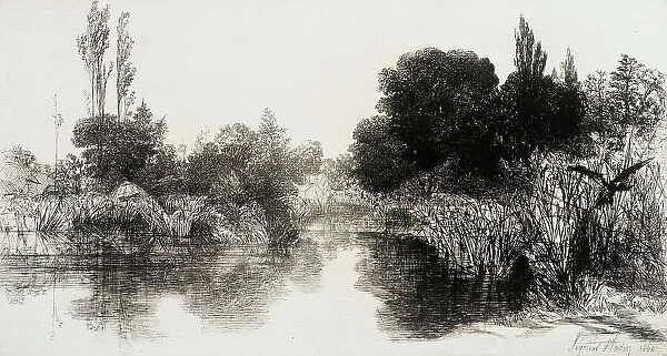 Shere Mill Pond, No. II (Large Plate), 1860. Creator: Francis Seymour Haden