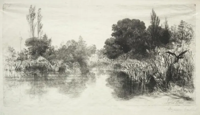 Framed Print : Shere Mill Pond (The Larger Plate), 1860. Creator: Francis Seymour Haden (British, 1818-1910) Framed Print : Shere Mill Pond (The Larger Plate), 1860. Creator: Francis Seymour Haden (British, 1818-1910)