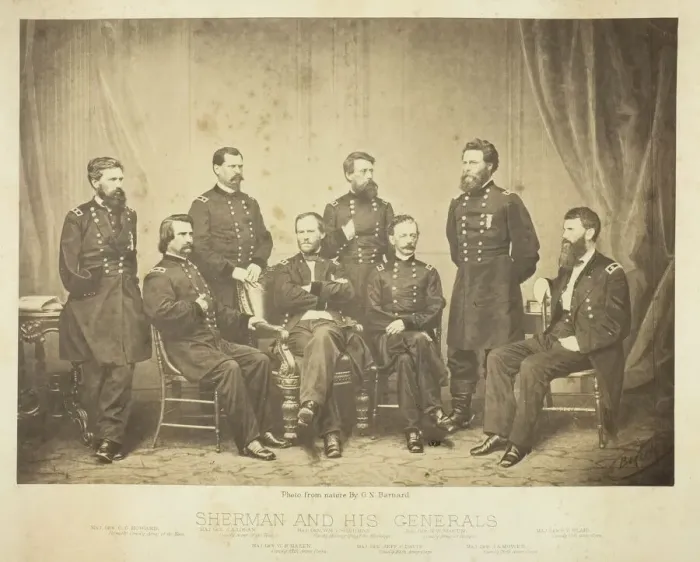 Framed Print : Sherman and His Generals, 1865. Creator: George N. Barnard Framed Print : Sherman and His Generals, 1865. Creator: George N. Barnard