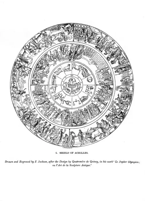 Framed Print : Shield of Achilles, 1843. Artist: J Jackson Framed Print : Shield of Achilles, 1843. Artist: J Jackson