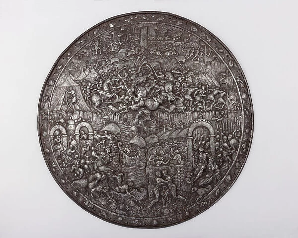 Shield Depicting the Siege of Troy, French, ca. 1580-90. Creator: Unknown
