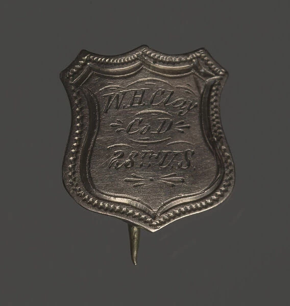 Shield-shaped identification pin for William H. Clay, 1864-65. Creator: Unknown