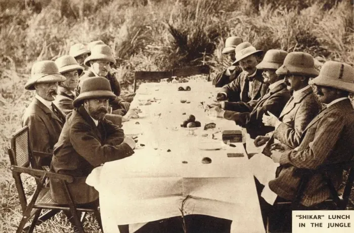 Framed Print : Shikar lunch in the jungle, 1911 (1935) Framed Print : Shikar lunch in the jungle, 1911 (1935)