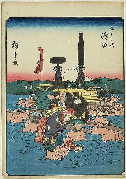 Shimada, from the series 'Fifty-three Stations [of the Tokaido] (Gojusan tsugi), ' also... 1852. Creator: Ando Hiroshige. Shimada, from the series 'Fifty-three Stations [of the Tokaido] (Gojusan tsugi), ' also... 1852