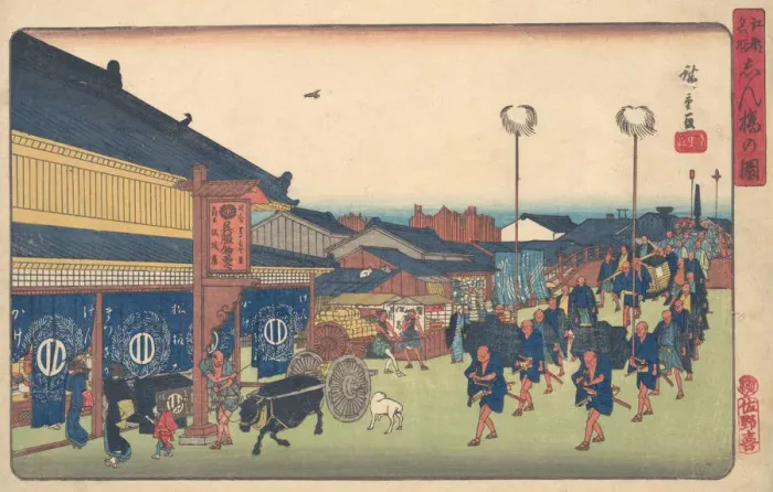 Framed Print : Shimbashi no Zu, ca. 1837. ca. 1837. Creator: Ando Hiroshige Framed Print : Shimbashi no Zu, ca. 1837. ca. 1837. Creator: Ando Hiroshige