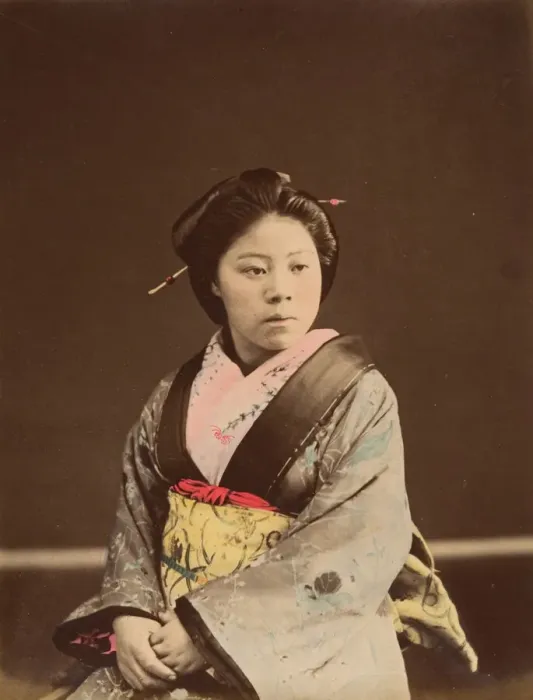 Framed Print : Shin, A Well-known Tea House Girl in Yokohama, 1870s. Creator: Unknown Framed Print : Shin, A Well-known Tea House Girl in Yokohama, 1870s. Creator: Unknown
