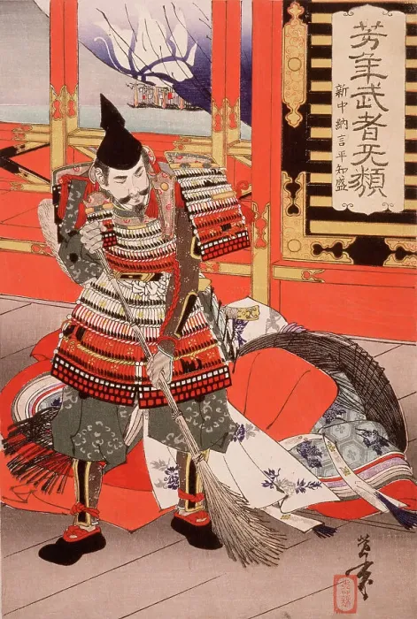 Framed Print : Shinchunagon Taira no Tomomori Sweeping the Deck, 1886. Creator: Tsukioka Yoshitoshi Framed Print : Shinchunagon Taira no Tomomori Sweeping the Deck, 1886. Creator: Tsukioka Yoshitoshi