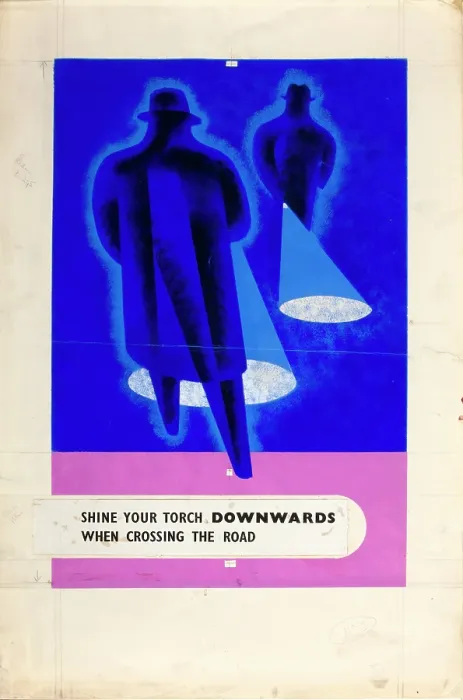 Framed Print : Shine your torch downwards when crossing the road, WWII road safety poster, between 1939-1946 Framed Print : Shine your torch downwards when crossing the road, WWII road safety poster, between 1939-1946