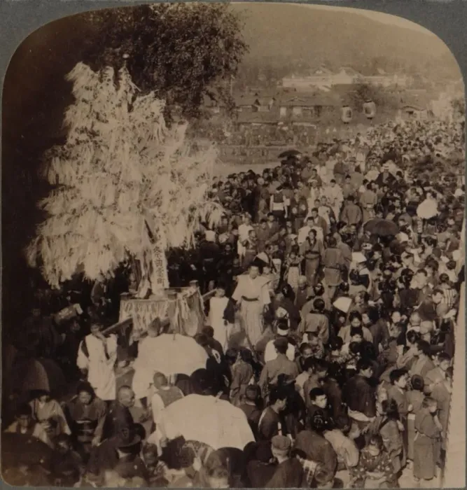 Framed Print : Shinto procession carrying sacred objects over bridge to Imperial Museum, Kyoto, Japan, 1904 Framed Print : Shinto procession carrying sacred objects over bridge to Imperial Museum, Kyoto, Japan, 1904