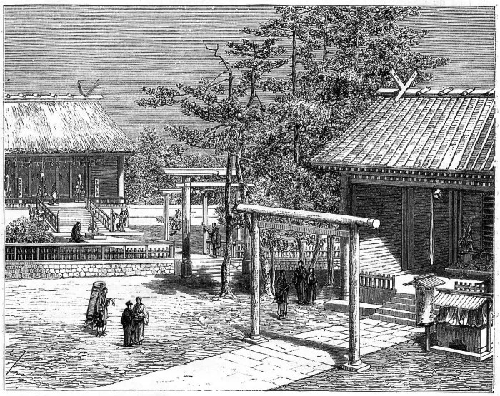 Framed Print : Shinto temple, Japan, 19th century. Artist: E Therond Framed Print : Shinto temple, Japan, 19th century. Artist: E Therond