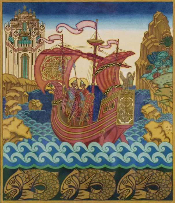 Framed Print : The Ship. Artist: Bilibin, Ivan Yakovlevich (1876-1942) Framed Print : The Ship. Artist: Bilibin, Ivan Yakovlevich (1876-1942)