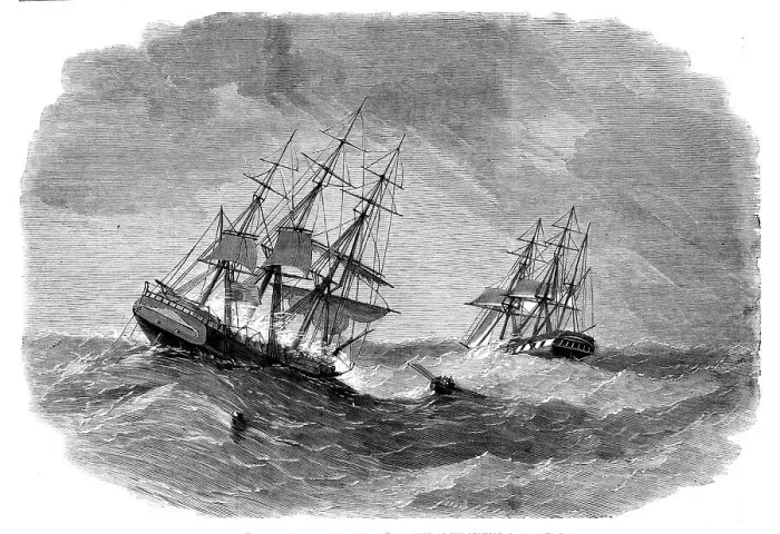 Framed Print : The Ship Bengal rescuing the crew of The Child of the Regiment, 1858. Creator: Smyth. The Ship Bengal rescuing the crew of The Child of the Regiment, 1858. Creator: Smyth Framed Print : The Ship Bengal rescuing the crew of The Child of the Regiment, 1858. Creator: Smyth. The Ship Bengal rescuing the crew of The Child of the Regiment, 1858. Creator: Smyth