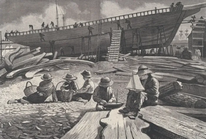 Framed Print : Ship-Building, Gloucester Harbor (Harpers Weekly, Vol. XVII), October 11, 1873 Framed Print : Ship-Building, Gloucester Harbor (Harpers Weekly, Vol. XVII), October 11, 1873