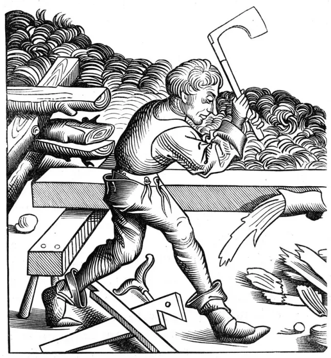 Framed Print : Ship carpenter, 15th century (1849) Framed Print : Ship carpenter, 15th century (1849)