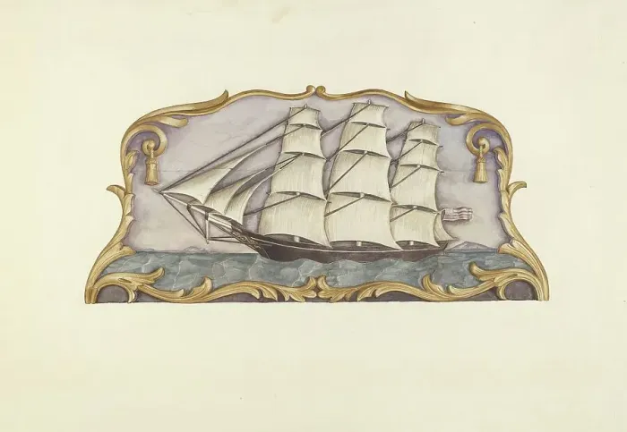 Framed Print : Ship Carver's Sign, c. 1938. Creator: Dorothy Hay Jensen Framed Print : Ship Carver's Sign, c. 1938. Creator: Dorothy Hay Jensen
