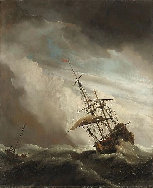 A Ship on the High Seas Caught by a Squall, Known as ‘The Gust, c.1680. Creator: Willem van de Velde the Younger