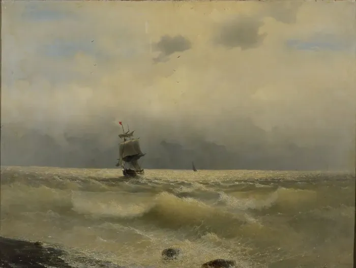 Framed Print : Ship off the coast, First half of the 19th century Framed Print : Ship off the coast, First half of the 19th century