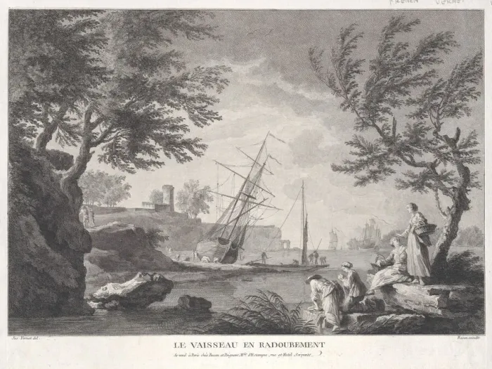 Framed Print : The Ship Being Repaired, ca. 1750-1800. Creator: Pierre Francois Basan Framed Print : The Ship Being Repaired, ca. 1750-1800. Creator: Pierre Francois Basan