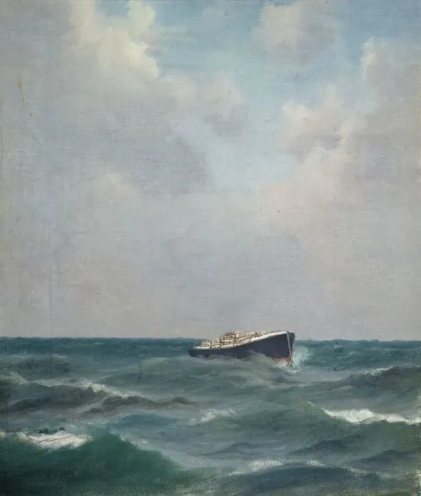 Framed Print : A ship at sea, study, 1875-1919. Creator: Oscar Kleineh Framed Print : A ship at sea, study, 1875-1919. Creator: Oscar Kleineh