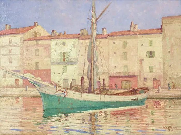 Framed Print : A ship in St. Tropez, 1930. Creator: Werner von Hausen Framed Print : A ship in St. Tropez, 1930. Creator: Werner von Hausen
